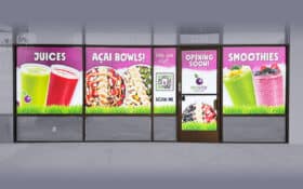 Movita Opening Soon Window Wrap Custom Design