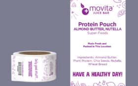 Movita Pouch Almond Butter, Nutella Labels